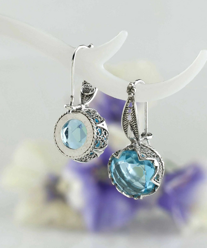 FiligranIst - Blue Topaz Sterling Silver Drop Earrings