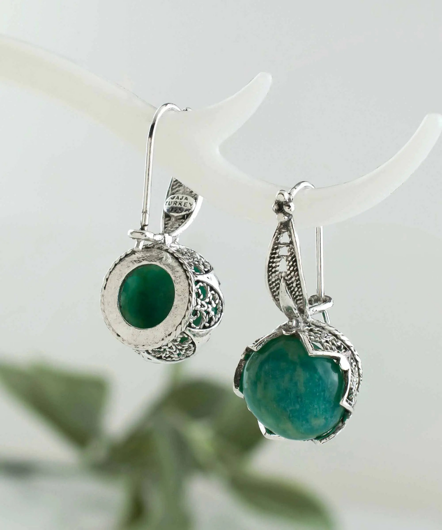 FiligranIst - Amazonite Gemstone Sterling Silver Woman Drop Earrings