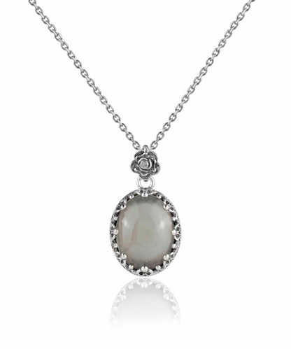 FiligranIst - Artisan-Crafted Gray Moonstone Silver Filigree Pendant Necklace