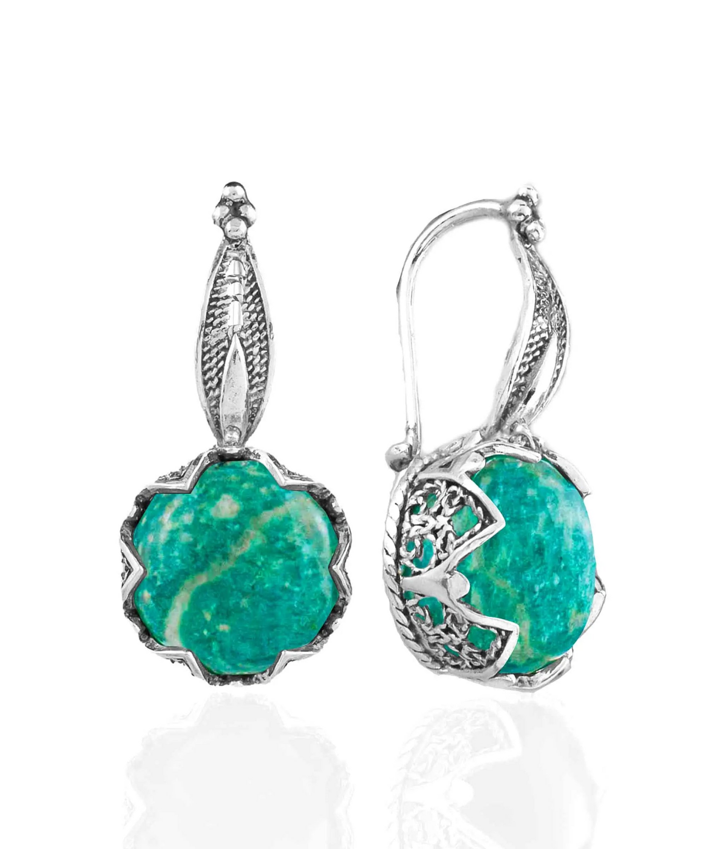 FiligranIst - Amazonite Gemstone Sterling Silver Woman Drop Earrings