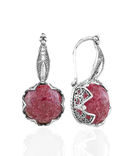 FiligranIst - Elegant Filigree Rhodonite Sterling Silver Woman Drop Earrings