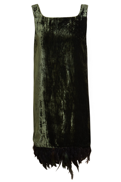 Sarvin BIBA Forest Green Silk Velvet Dress