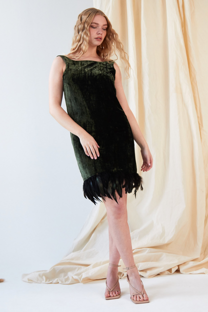 Sarvin BIBA Forest Green Silk Velvet Dress