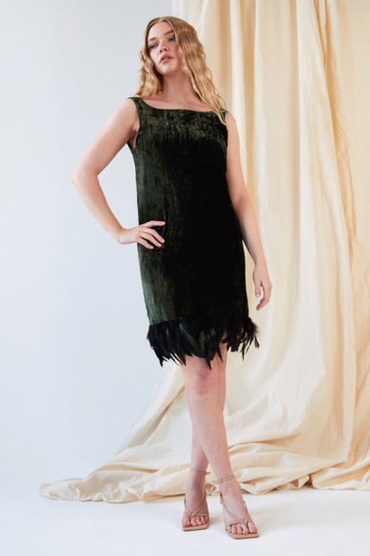 Sarvin BIBA Forest Green Silk Velvet Dress