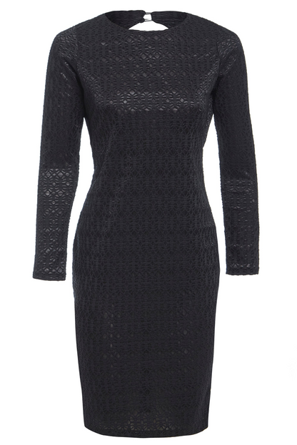 Sarvin Morena Black Long Sleeve Backless Dress