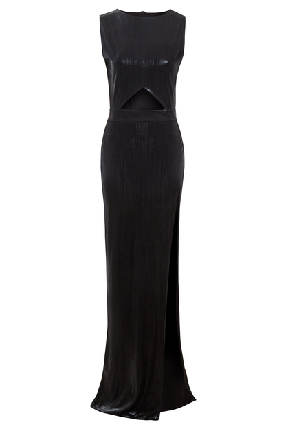 Sarvin Moss Black Cut Out Maxi Dress