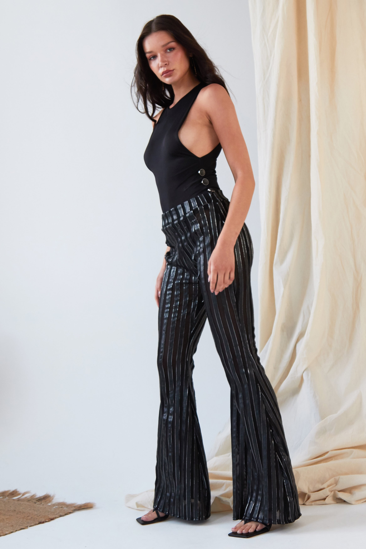 Sarvin Sly High-Waisted Wide-Leg Trousers