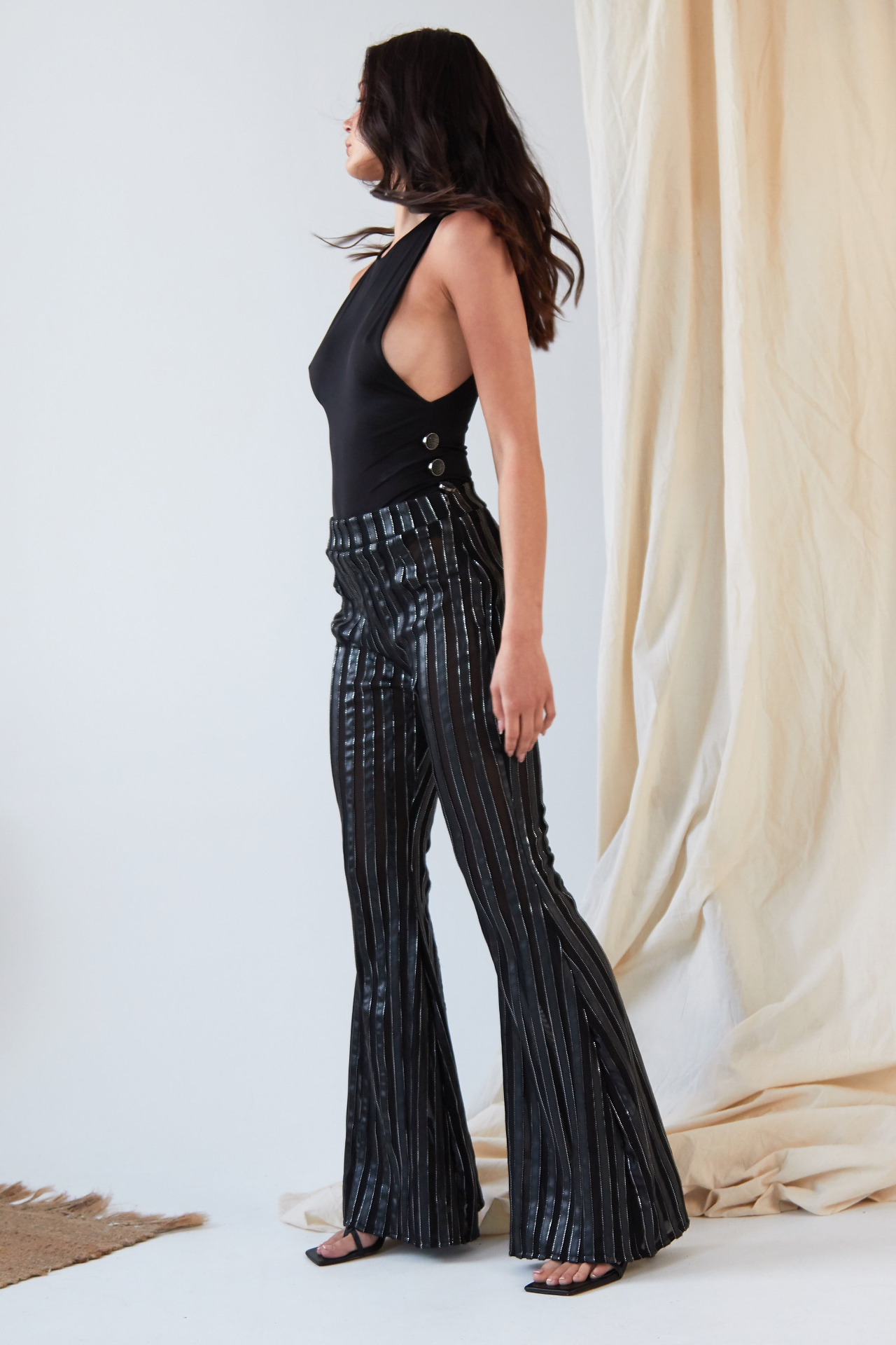 Sarvin Sly High-Waisted Wide-Leg Trousers