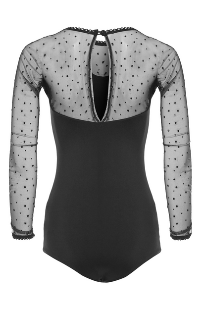 Sarvin Diana Long Sleeve Glitter Mesh Bodysuit