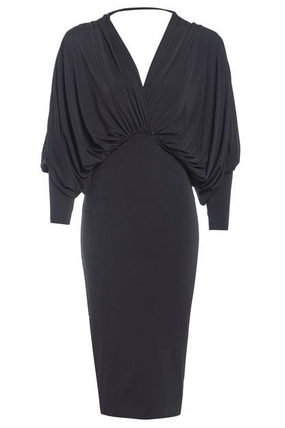 Sarvin Lea Black Batwing Sleeve Dress