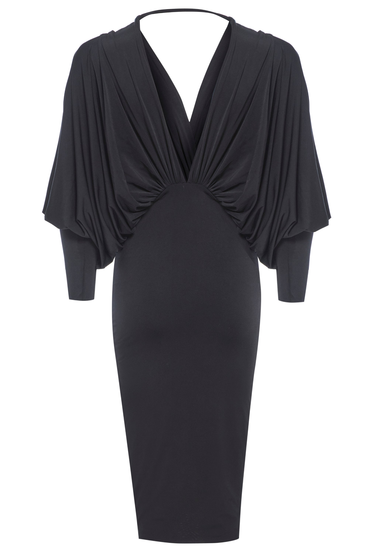 Sarvin Lea Black Batwing Sleeve Dress