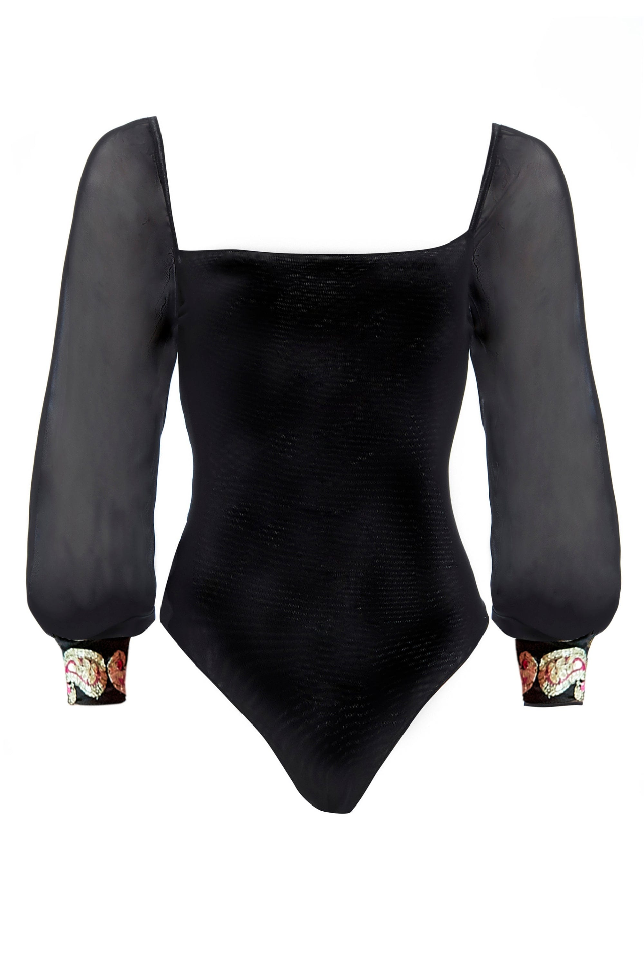 Sarvin Yasmine Black Mesh Bodysuit Long Sleeve