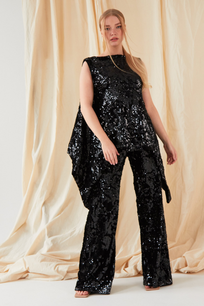 Sarvin La Mia Sequin Flared Trousers