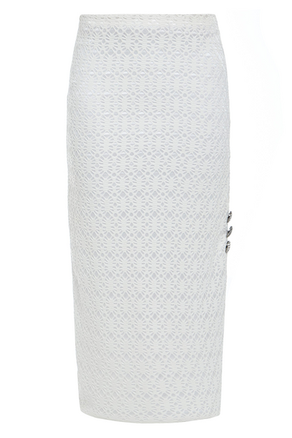 Sarvin Ciara White Lace Bodycon Skirt