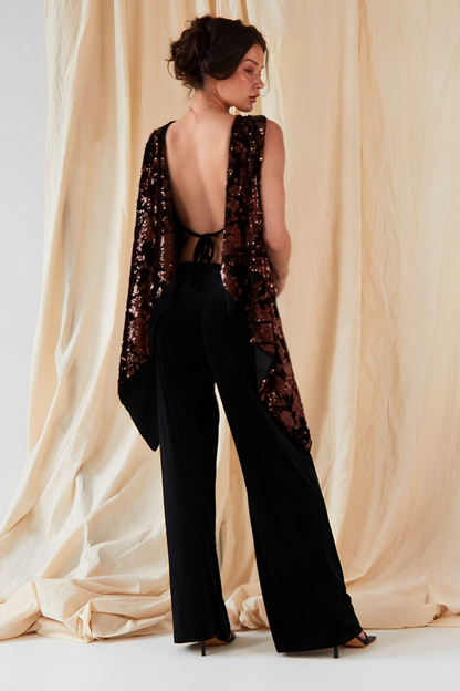 Sarvin Raven Wide Leg Velvet Trousers