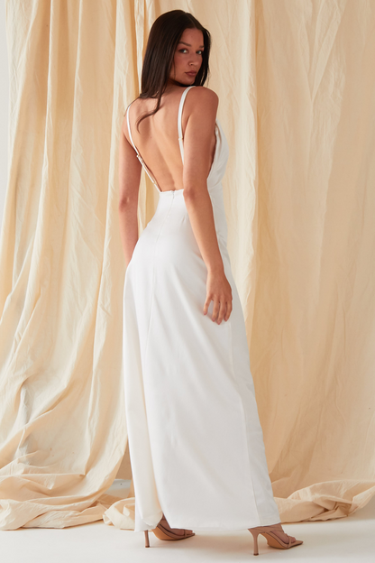 Sarvin Roya Asymmetric White Maxi Dress