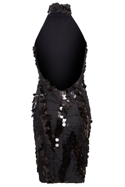 Sarvin Siah Black Backless Sparkly Dress