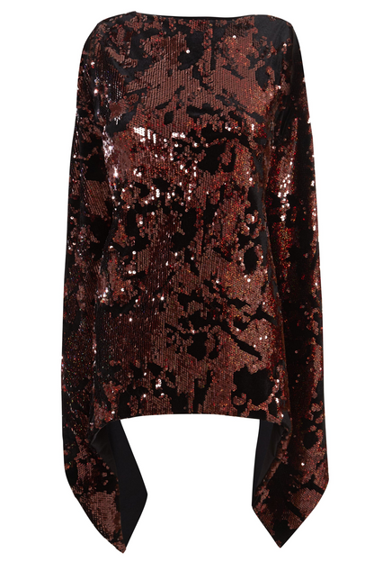 Sarvin La-Vita Sparkly Brown Tie Back Top