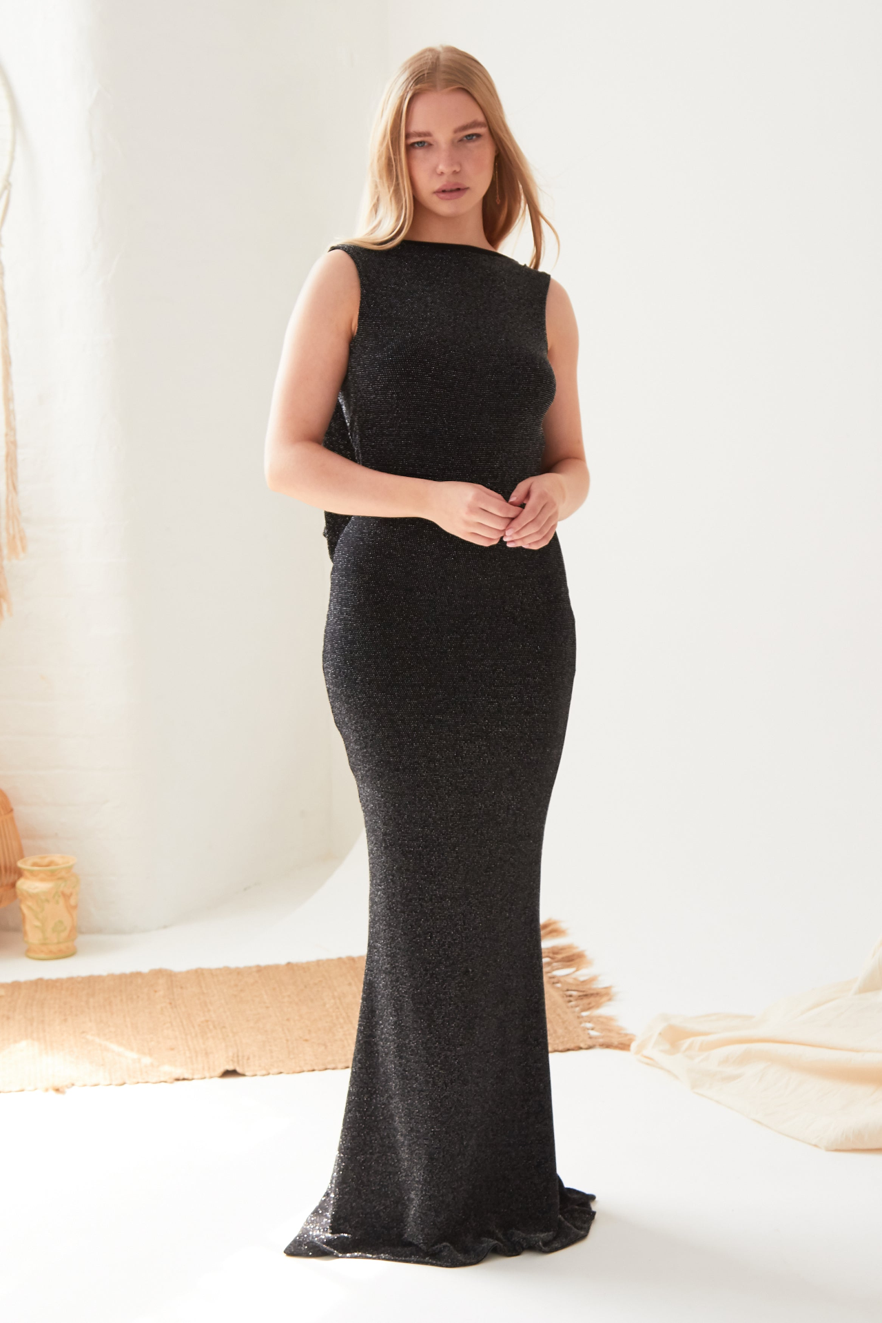 Sarvin Marilyn Black Cowl Back Gown