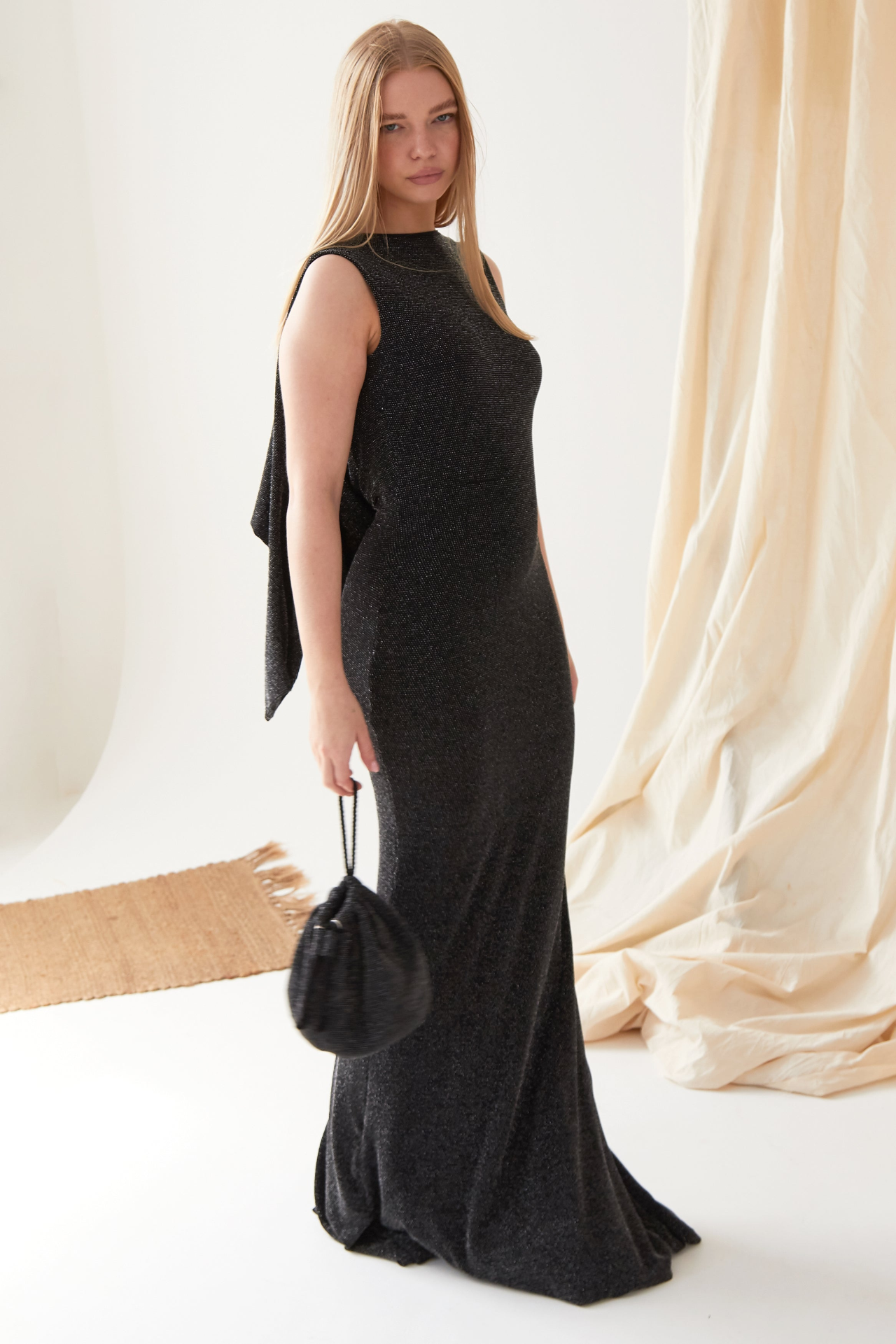 Sarvin Marilyn Black Cowl Back Gown