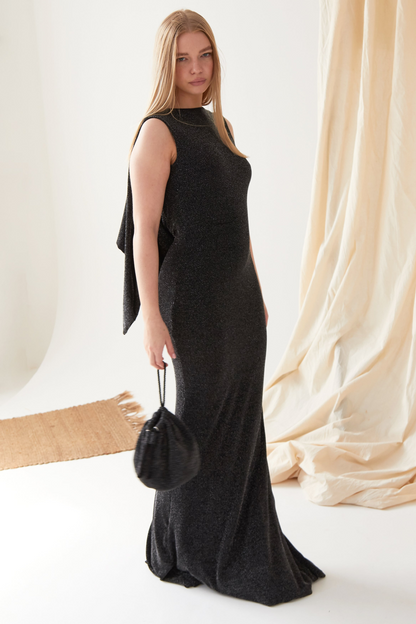 Sarvin Marilyn Black Cowl Back Gown