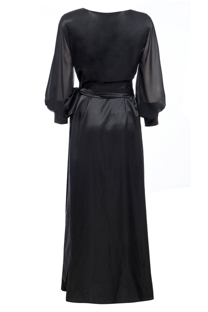 Sarvin Amber Black Wrap Maxi Dress