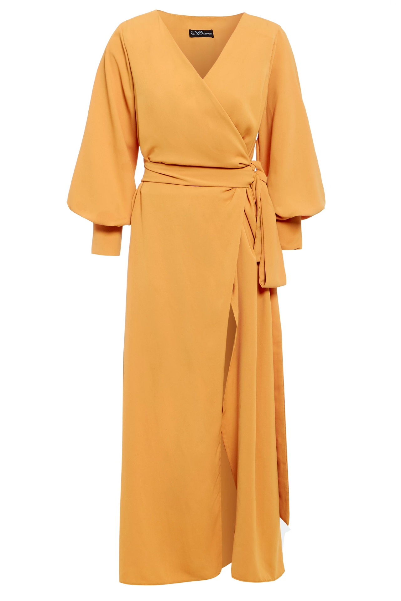 Sarvin Amber Mustard Wrap Dress