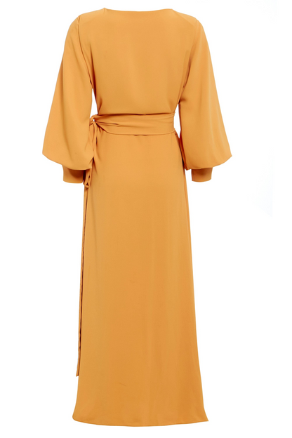 Sarvin Amber Mustard Wrap Dress