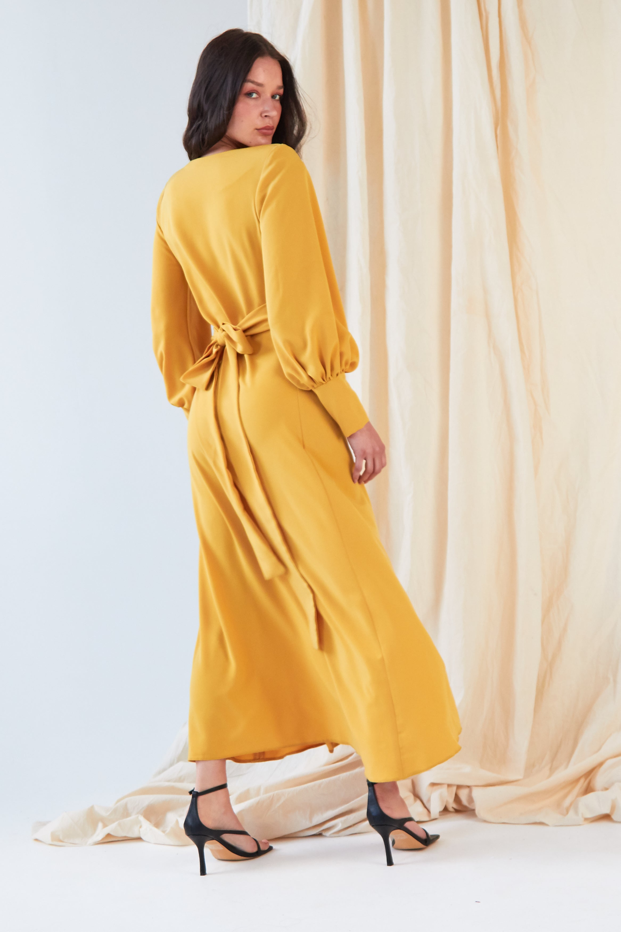 Sarvin Amber Mustard Wrap Dress