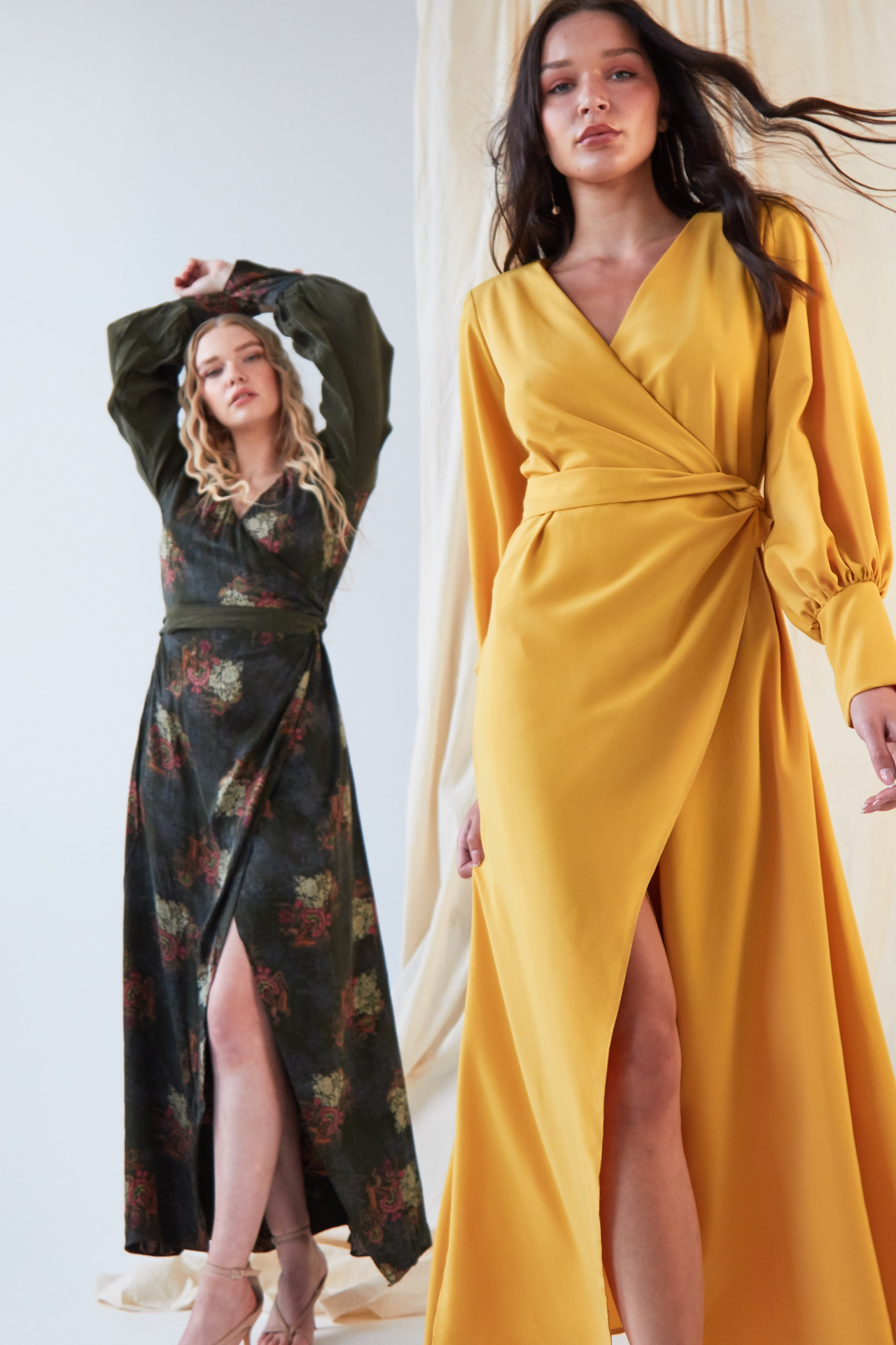 Sarvin Amber Mustard Wrap Dress