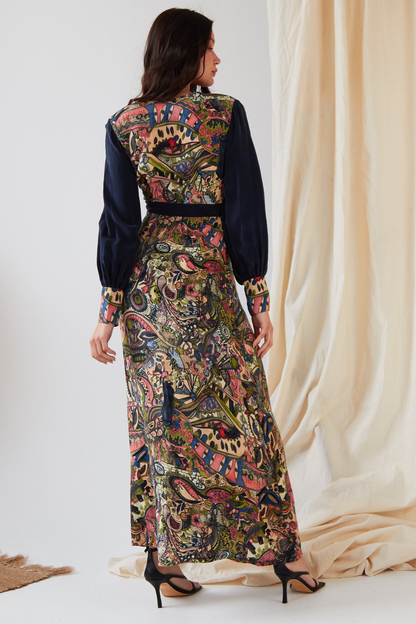 Sarvin Larica Printed Long Sleeve Maxi Dress