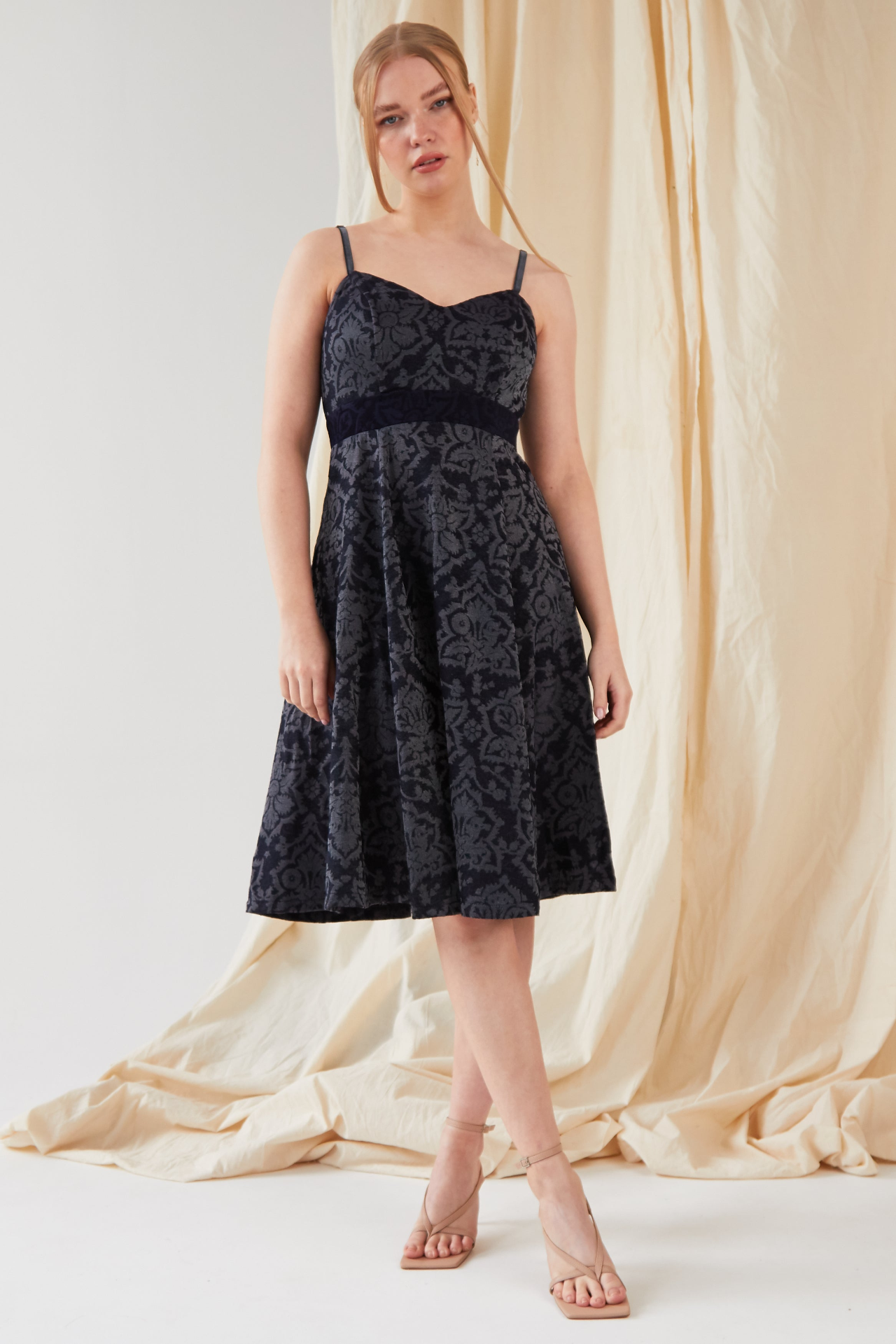 Sarvin Nina Jacquard Fit And Flare Dress