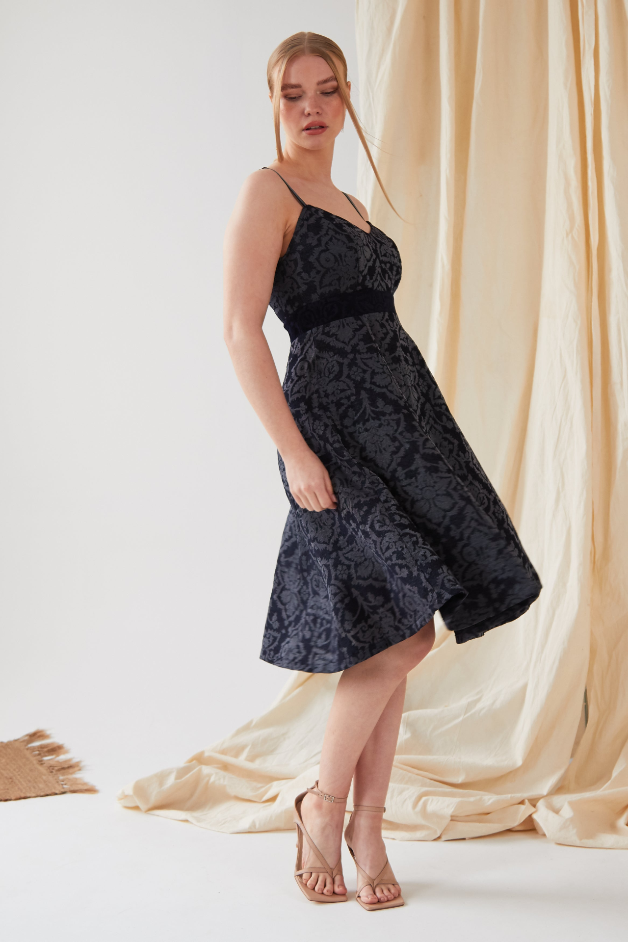 Sarvin Nina Jacquard Fit And Flare Dress