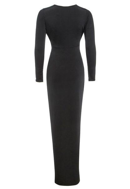 Sarvin Bianca Black Twisted Front Dress