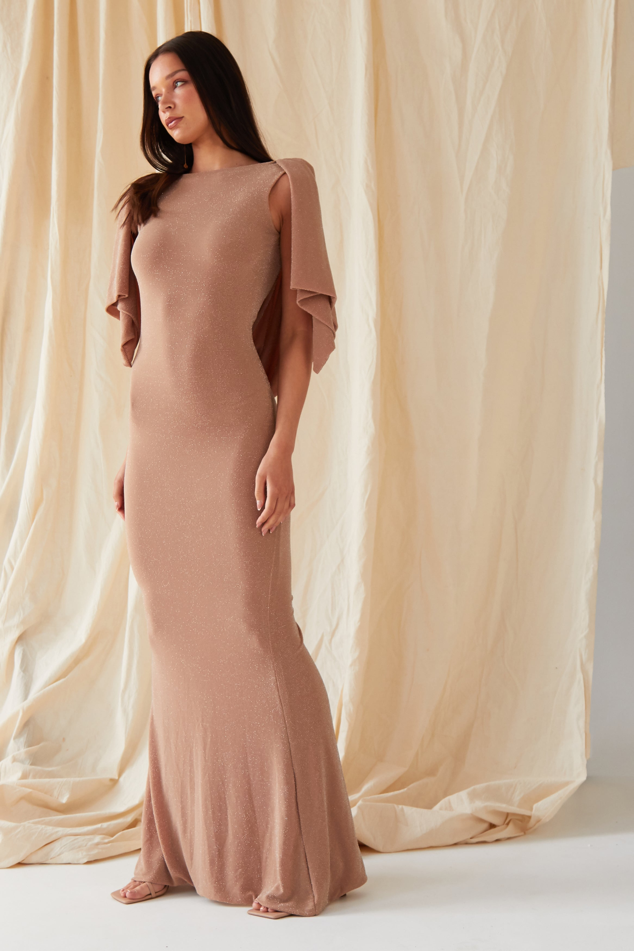 Sarvin Marilyn Mocha Backless Maxi Dress