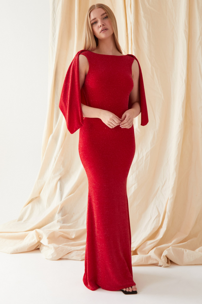 Sarvin Marilyn Red Cowl Back Gown