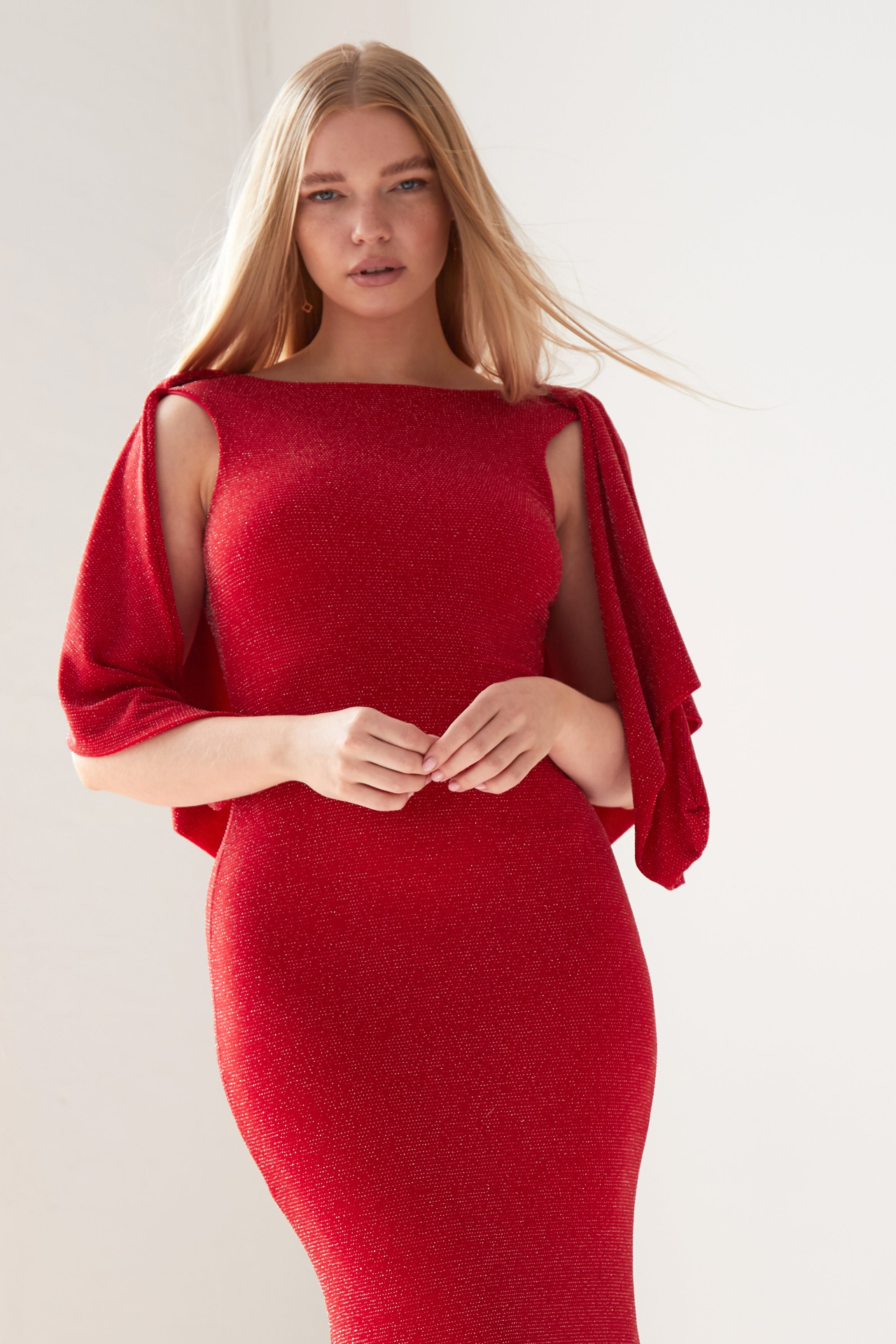 Sarvin Marilyn Red Cowl Back Gown