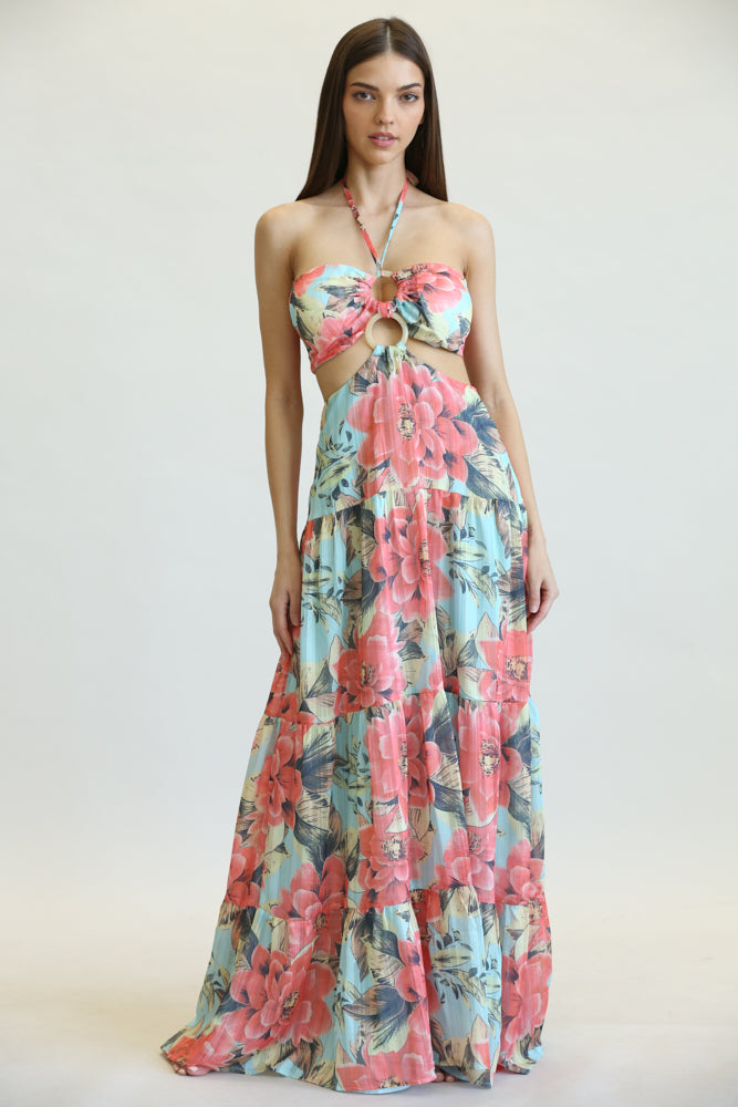 Alipha - Glimmering Striped Chiffon Dress