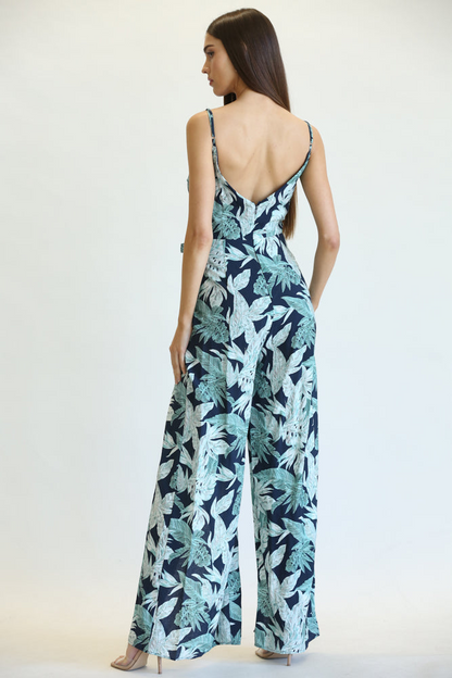 Delen - Leafage/Palm Frond Print Premium Jumpsuit