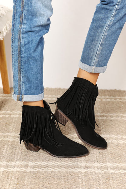 Legend Contemporary Cowboy-Inspired Fringed Ankle Boots