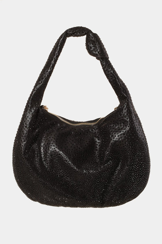 Fame Rhinestone Studded Hobo Handbag