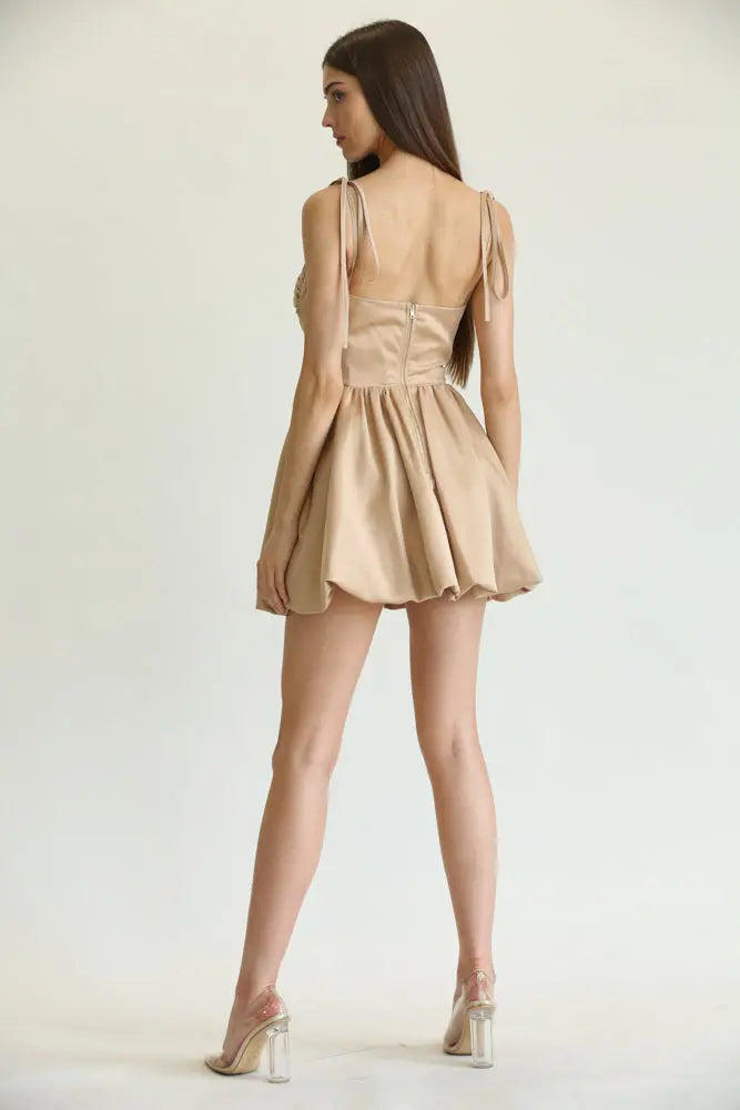 Dacio Colorblock Ribbed Cutout Dress with Gold Chain Detail | Rose Paulino