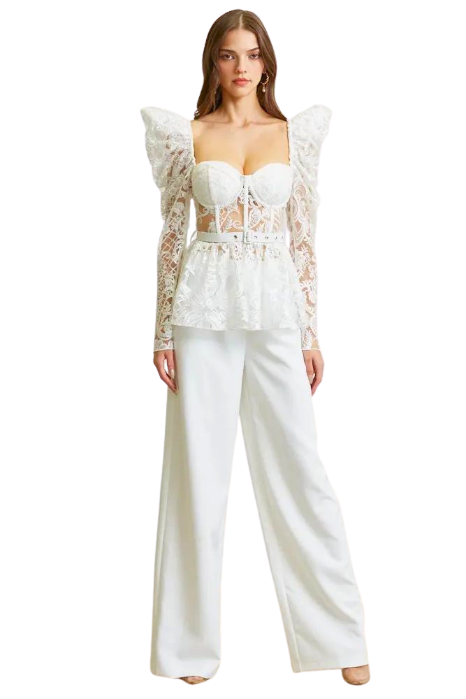 Nova - Premium Embroidered Lace Top + Pant Ensemble