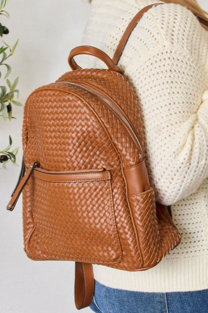 SHOMICO Medium Woven PU Leather Backpack