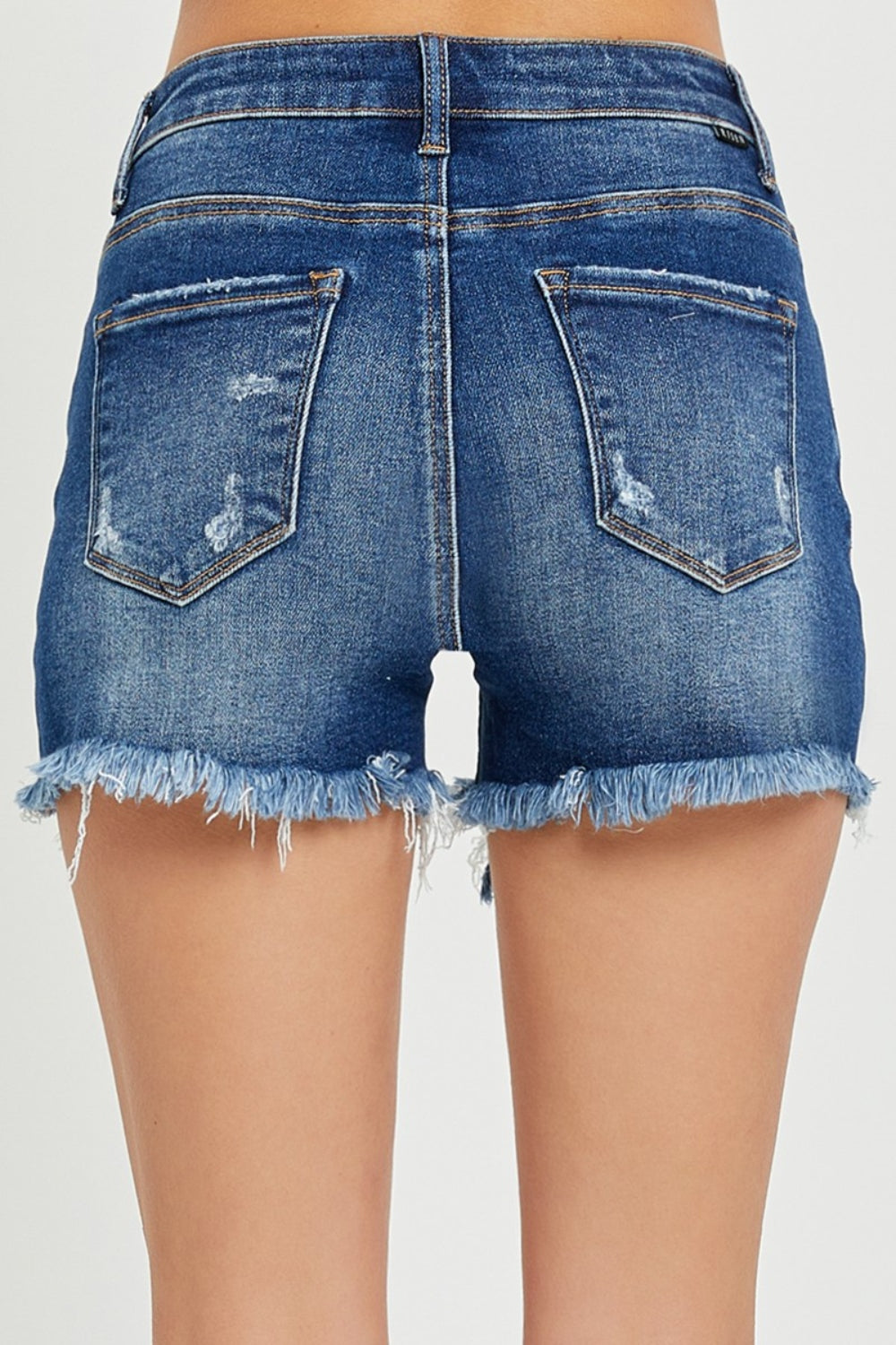 RISEN Full Size High Rise Distressed Denim Shorts