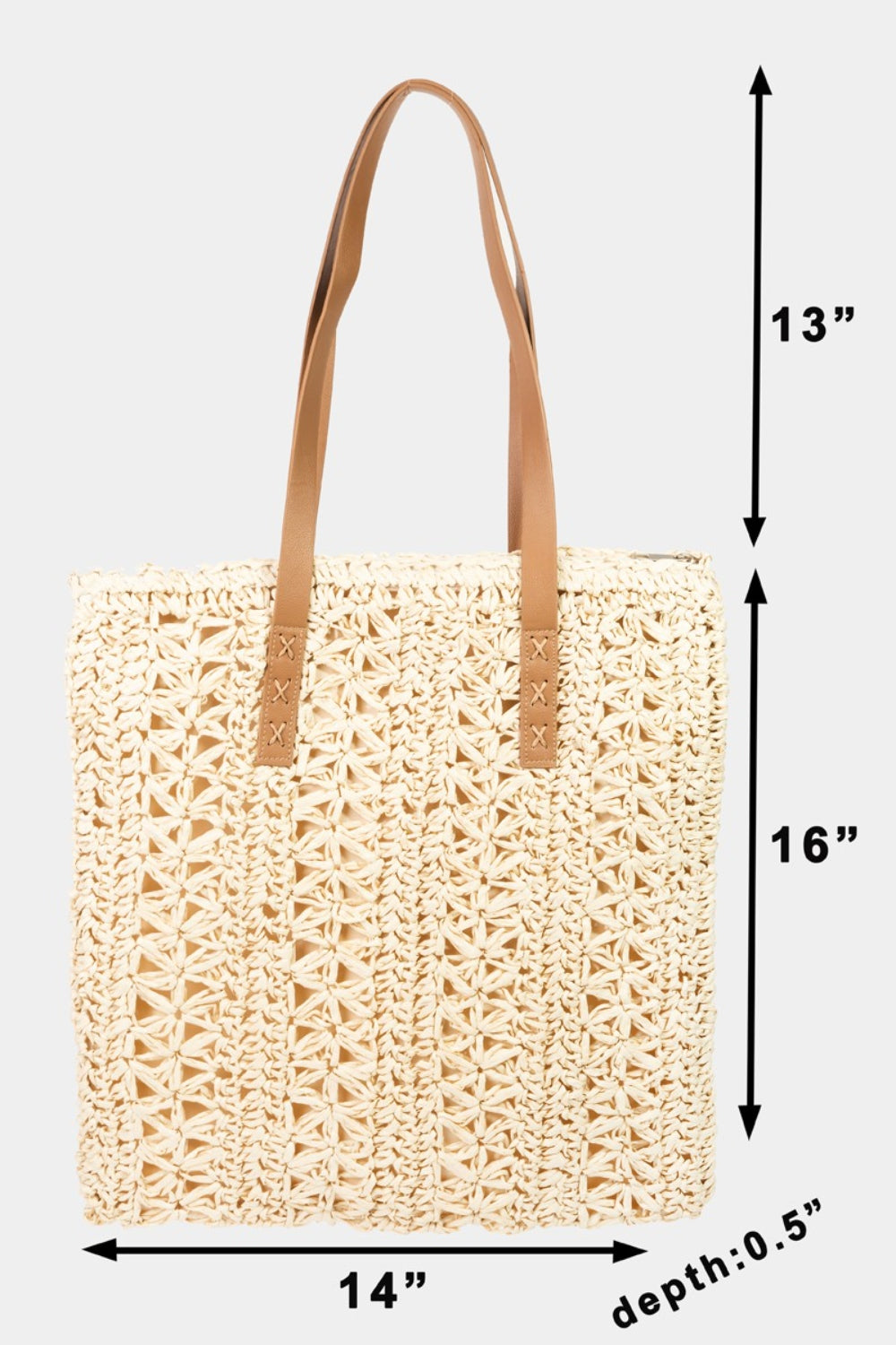 Fame Straw Braided Medium Tote Bag