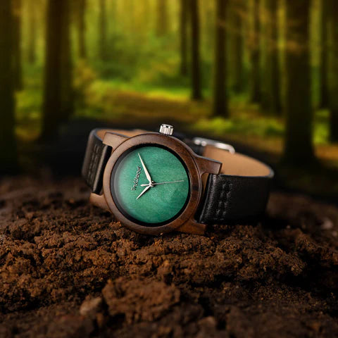 TruWood The Leaf Green Him+Her Watch Gift Bundle