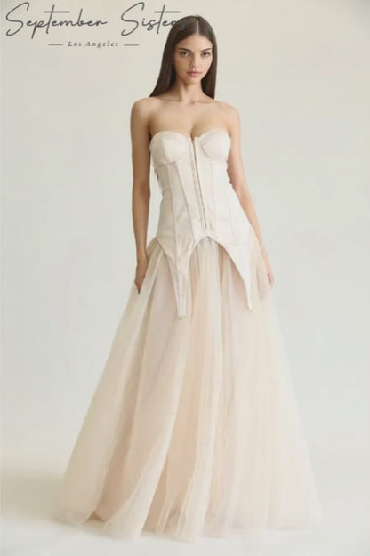 Cecilia A-Line Tulle Bridal Gown with Satin Corset & Built-in Shorts | Rose Paulino