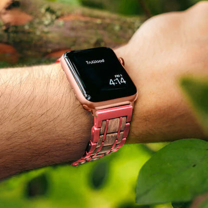 TruWood The Classic Apple Watch Band - Pink / Olive