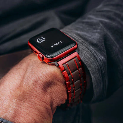 TruWood The Classic Apple Watch Band - Red / Black Sandalwood